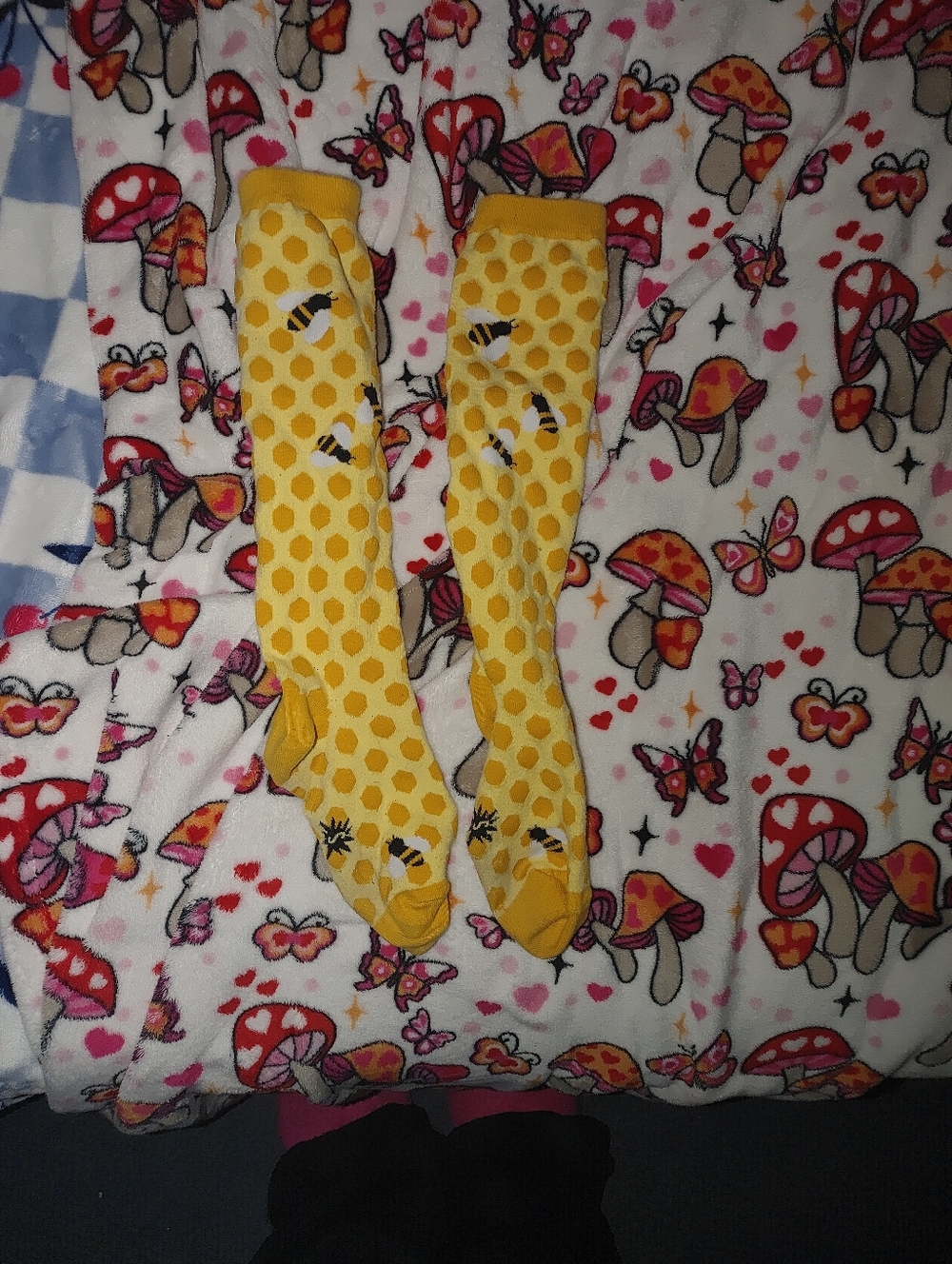 Yellow Honeycomb Bee Knee-High Socks